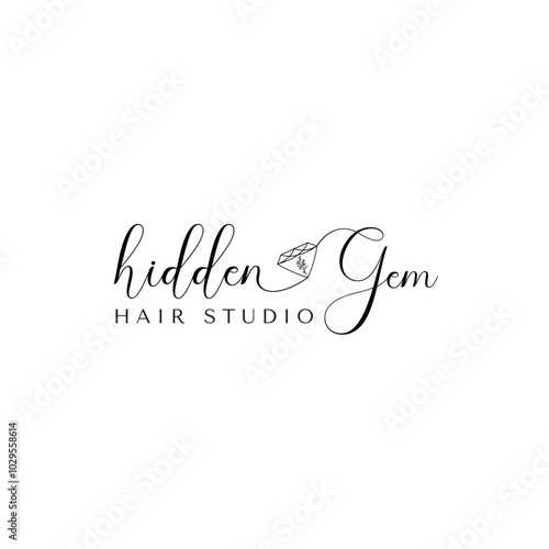 Hidden Gem hsir studio skincare logo design photo