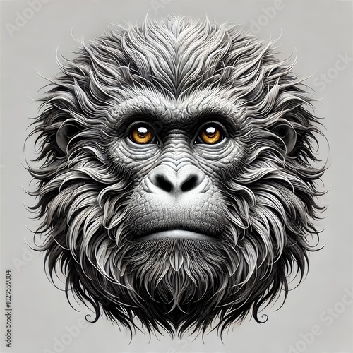 Hyper-realistic monkey logo, ultimate detail photo