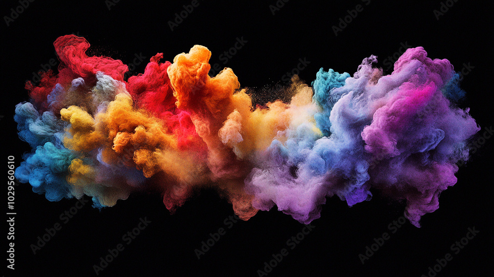 Fototapeta premium Abstract Colorful Explosion of Powder Smoke Effect on Black Background