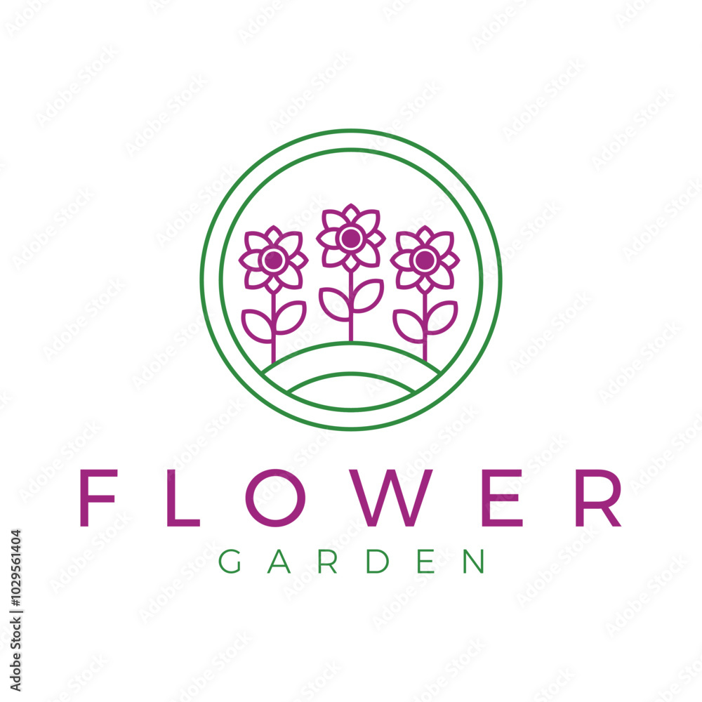 flower garden flat minimalist logo design flower garden flat minimalist logo design
