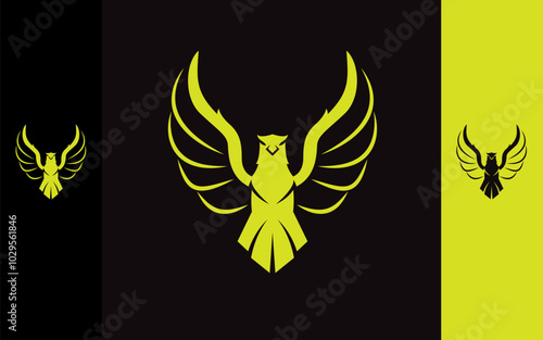 Eagle logo front face modern vector with yellow color