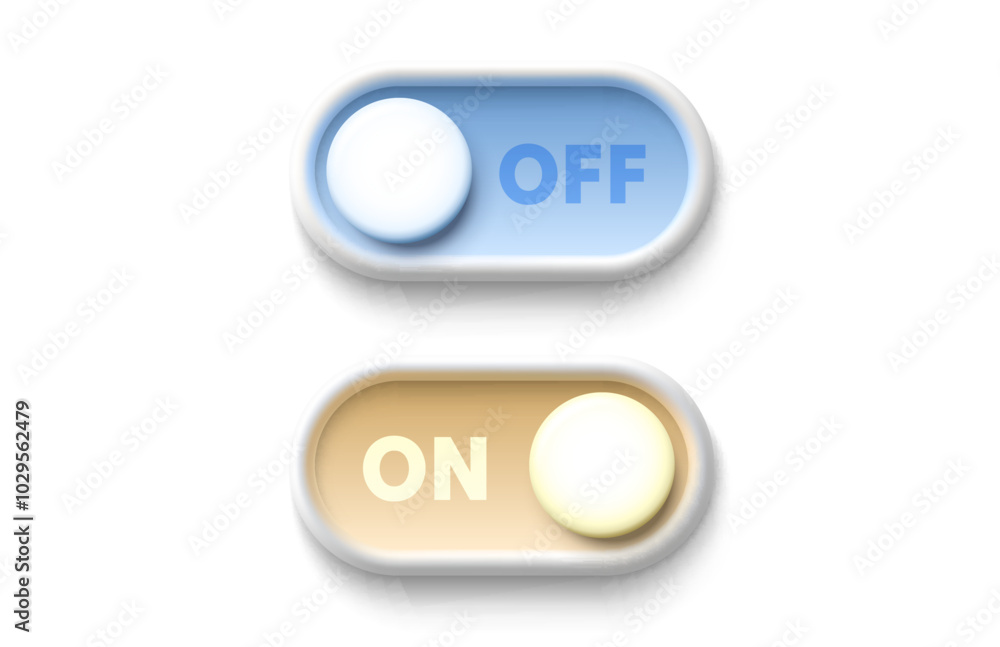 Off on button, day and night mode theme. Vector Off on button, day and night mode theme. Vector