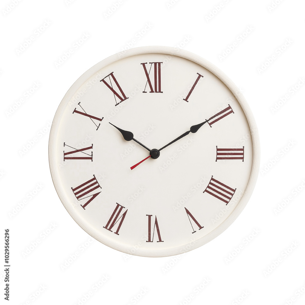 Elegant wall clock design showcases traditional Roman numerals and minimalistic style Elegant wall clock design showcases traditional Roman numerals and minimalistic style