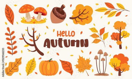 Set Of Autumn Design Elements