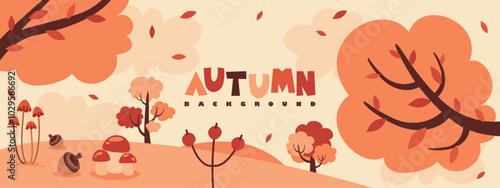 Autumn Illustration With Trees And Leafs