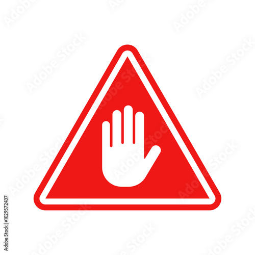 Warning stop sign with hand icon