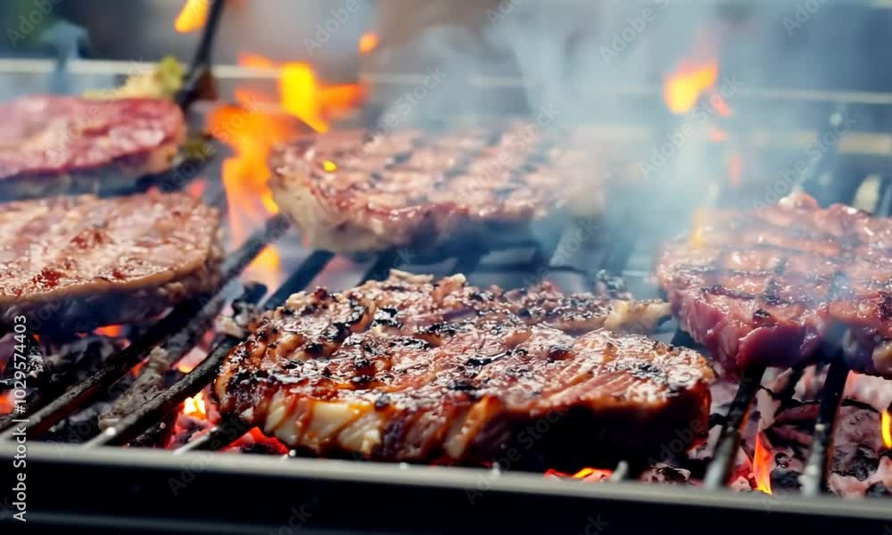 grilled meat on the grill grilled meat on the grill