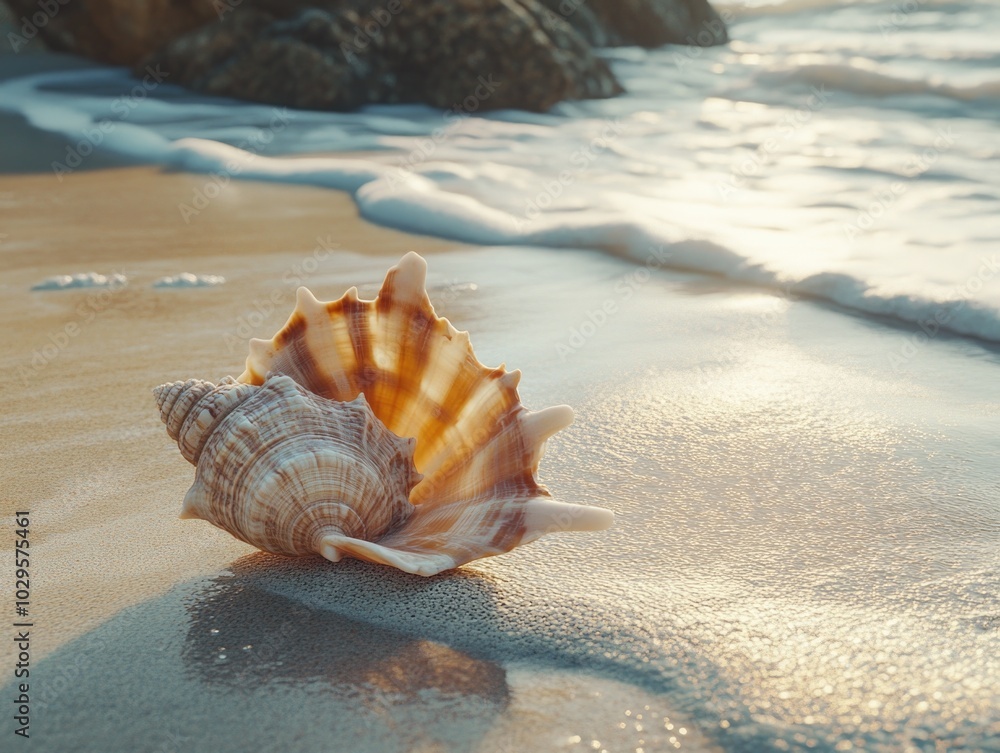 Seashell on the Beach at Sunrise Seashell on the Beach at Sunrise