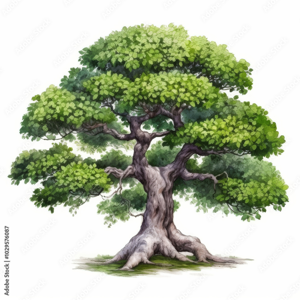 Beautiful Illustration of a Majestic Tree with Lush Green Foliage - Perfect for Nature-Themed Designs and Educational Posters Beautiful Illustration of a Majestic Tree with Lush Green Foliage - Perfect for Nature-Themed Designs and Educational Posters