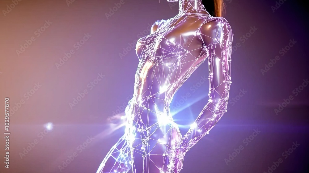 Futuristic Abstract Digital Woman in Light Network Futuristic Abstract Digital Woman in Light Network