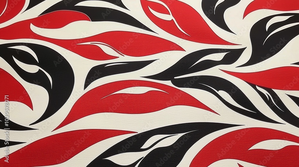 Abstract Red and Black Leaf Pattern Design