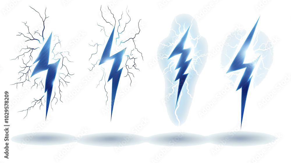 Obraz premium Collection of Vector Lightning Illustrations on a White Background Generative AI