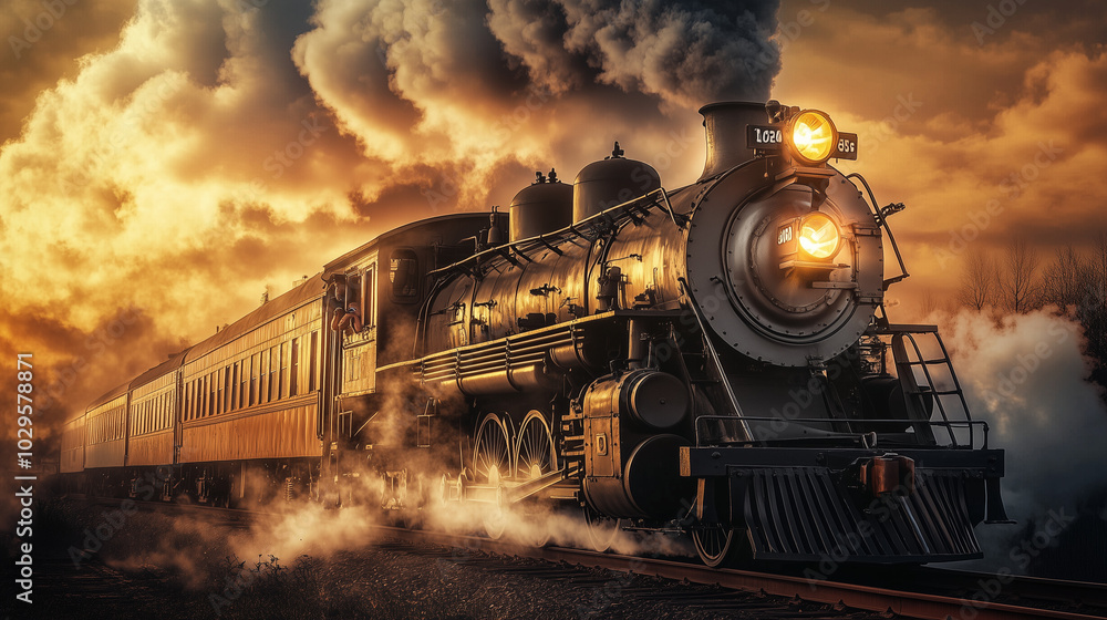 Obraz premium vector illustration of a vintage steam train