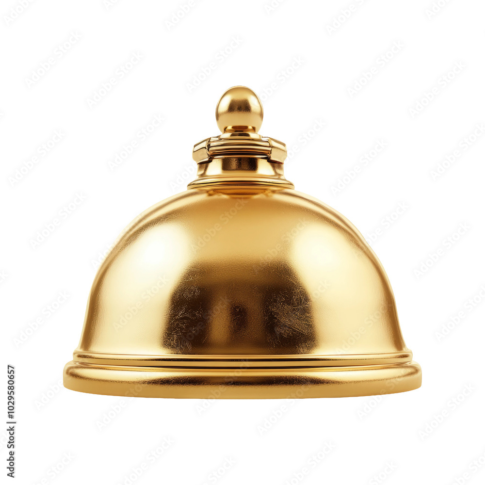 Elegant Golden Service Bell on Transparent Background Elegant Golden Service Bell on Transparent Background
