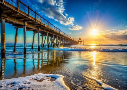 Wallpaper Mural Stunning Aerial View of an Oceanside Pier Open to the Sea with Vibrant Blue Waters and Scenic Coastal Torontodigital.ca