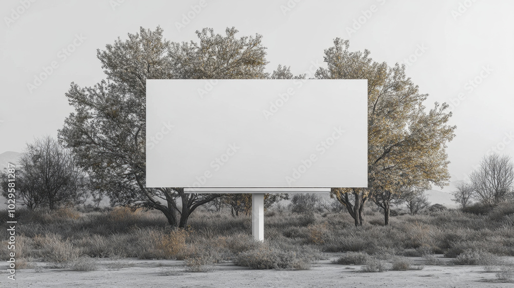 Obraz premium Monochrome Blank Billboard in Natural Setting 