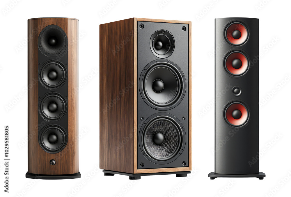 Modern Floor Speakers on Clear Background Modern Floor Speakers on Clear Background