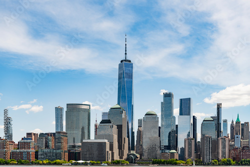 Manhattan's beautiful skyline, New York, United States. New York City with Manhattan Skyline over Hudson River,New York City, USA .View of New York city skyline in Midtown Manhattan.