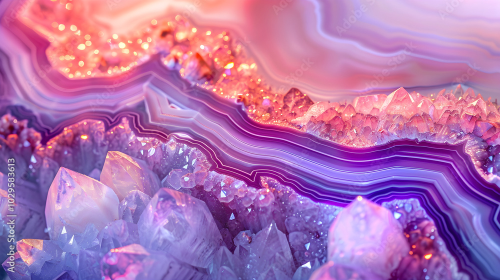A close-up of an intricate multicolored geode A close-up of an intricate multicolored geode
