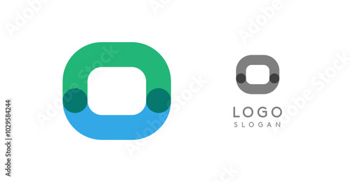 Soft rounded trendy logo, geometric colorful letter O with a modern tech feel, playful monogram design for corporate identity, creative branding, logotype template. Vector logotype