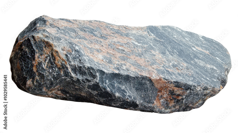 Fototapeta premium Close-up of a rugged stone isolated on a white background, showcasing natural texture and shape. Perfect for geological and educational use.