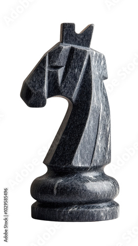 фотографія Close-up of a stone horse chess knight piece, symbolizing strategy and intelligence in the game of chess