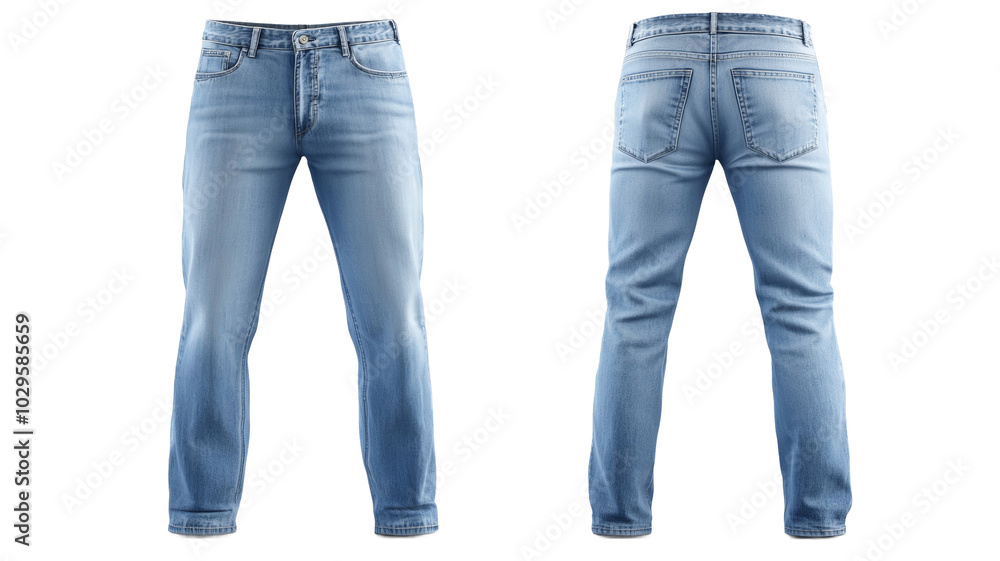 Jeans on isolated background, blank for designer project, PNG for mockup Jeans on isolated background, blank for designer project, PNG for mockup