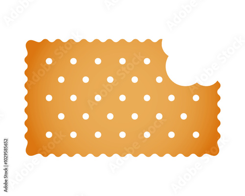 Bitten rectangular cracker. Sweet or salty biscuit cookie in rectangle shape. Popular baby crunchy snack isolated on white background. Vector cartoon illustration.