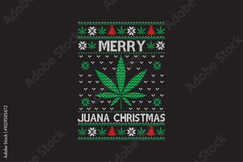 Merry Juana Christmas, Ugly Christmas t-shirt sweater Pattern Sublimation design