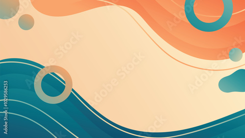 Orange and Blue Wavy Abstract Background