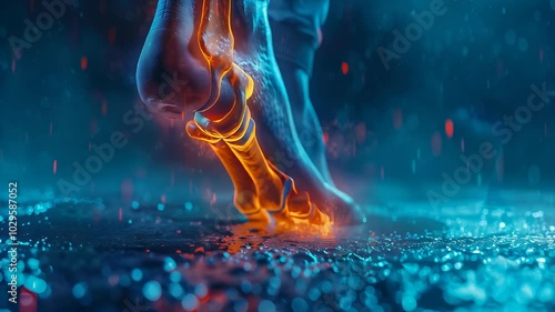 Calcaneus Fracture: The Heel Pain and Difficulty Walking - Picture a person with a highlighted calcaneus bone, experiencing heel pain and difficulty walking