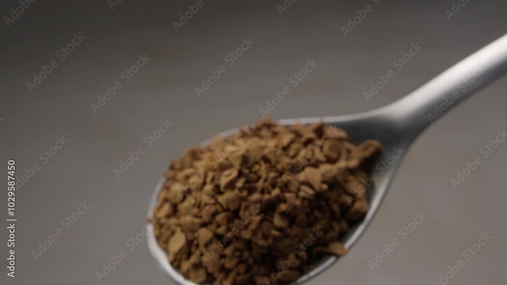 Spoonful of Instant Coffee Granules. Spoonful of Instant Coffee Granules.