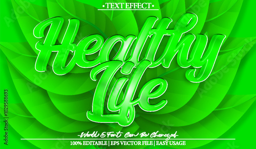 Healty Life Vector Text Effect Editable Alphabet Green Health Fresh Organic