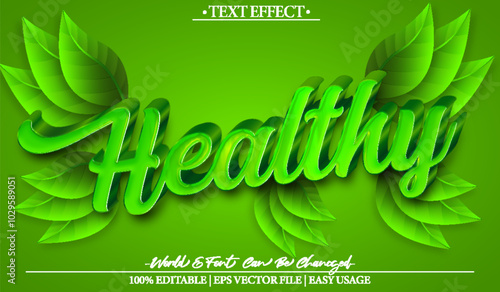 Healty  Vector Text Effect Editable Alphabet Green Health Fresh Organic