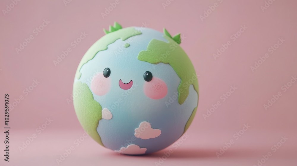 Cute 3D pastel Earth character representing environmental care and responsibility. High resolution illustration Cute 3D pastel Earth character representing environmental care and responsibility. High resolution illustration