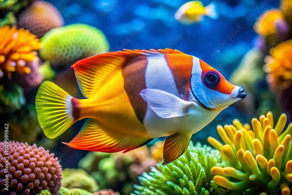 Naklejka premium Stunning Magnificent Foxface Fish for Sale - Vibrant Marine Life for Aquariums