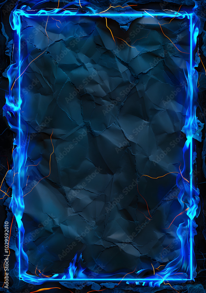 Naklejka premium A dark blue background with a neon light frame