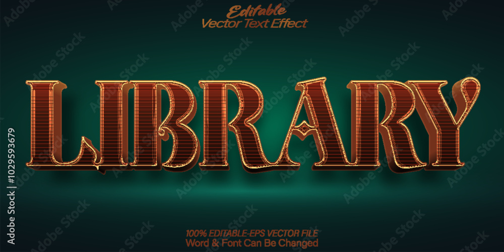 Fototapeta premium Library Vector Text Effect Editable Alphabet Book Study School Academic Science