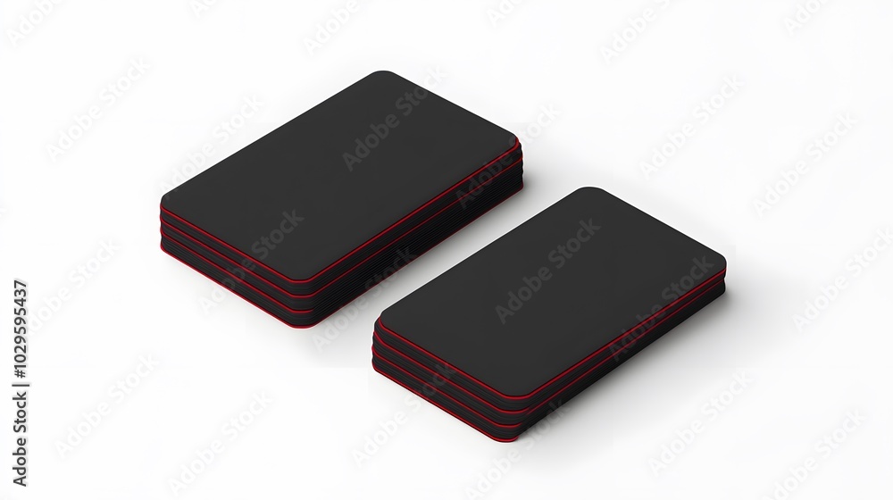 Stack of Black Cards with Red Edges Stack of Black Cards with Red Edges