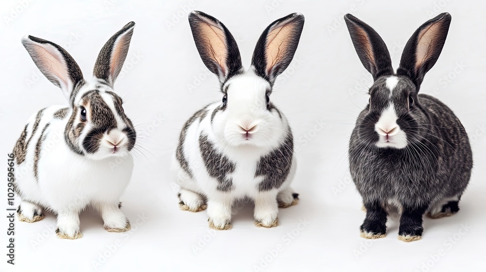 Adorable Rabbits Posing in a Studio Against a Clean White Backdrop Generative AI Adorable Rabbits Posing in a Studio Against a Clean White Backdrop Generative AI
