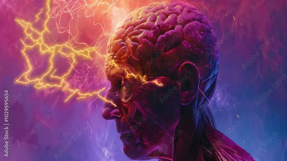 Alzheimer's Disease: The Memory Loss and Cognitive Decline - Visualize a person with highlighted brain showing neurodegeneration, experiencing memory loss and cognitive decline Alzheimer's Disease: The Memory Loss and Cognitive Decline - Visualize a person with highlighted brain showing neurodegeneration, experiencing memory loss and cognitive decline