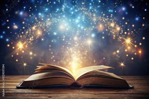 Mystical book with glowing lights and dark background, perfect for concepts of magic and mystery