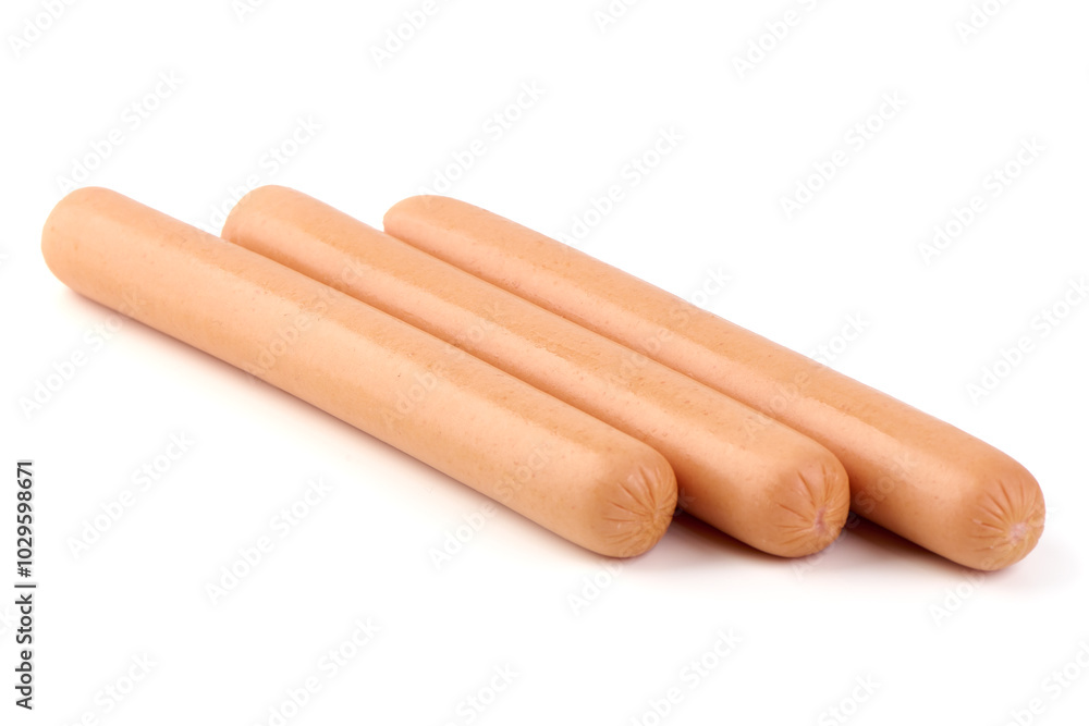 Fresh boiled Sausages, isolated on a white background. Fresh boiled Sausages, isolated on a white background.