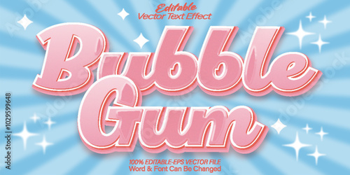 Bubble Gum Vector Text Effect Editable Alphabet Candy Sweet Sugar
