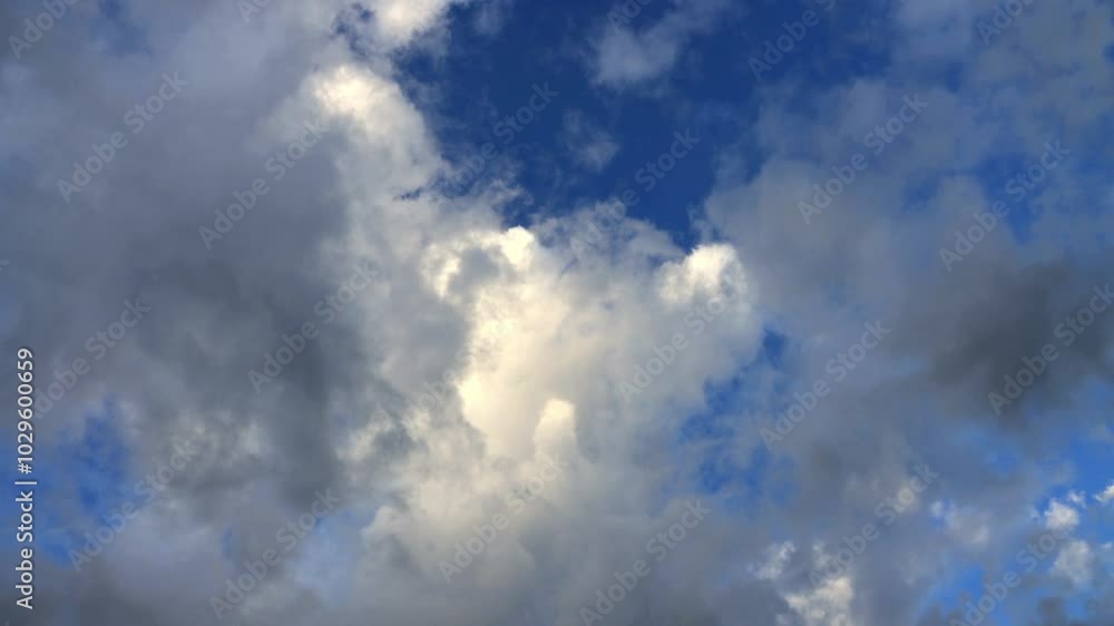 Zeitraffer Video von einem blauen Himmel mit weißen und grauen Wolken an einem windigen Tag Zeitraffer Video von einem blauen Himmel mit weißen und grauen Wolken an einem windigen Tag