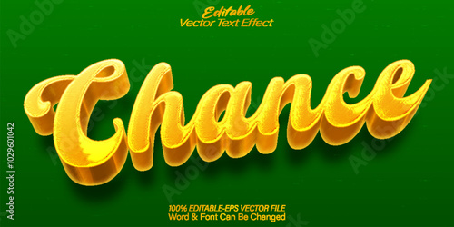 Chance Vector Text Effect Editable Alphabet  Green Luck Wish Shamrock Win