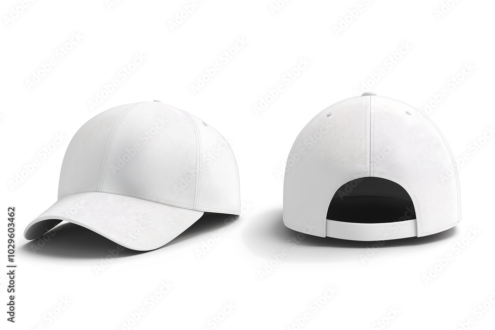 White baseball cap front and back views White baseball cap front and back views