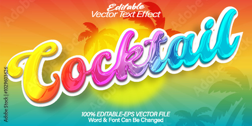 Colorful Cocktail Vector Text Effect Editable Alphabet Beverage Drink