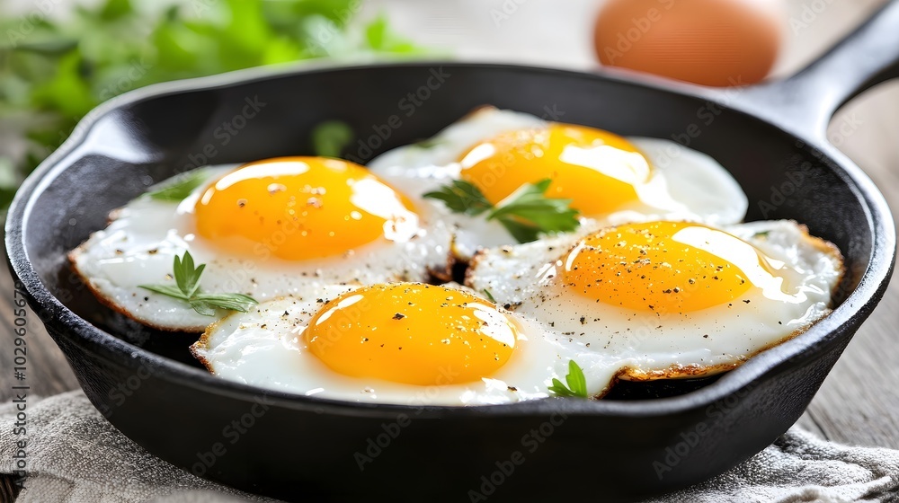 Rustic Sunny Side Up Eggs in Cast Iron Skillet Rustic Sunny Side Up Eggs in Cast Iron Skillet