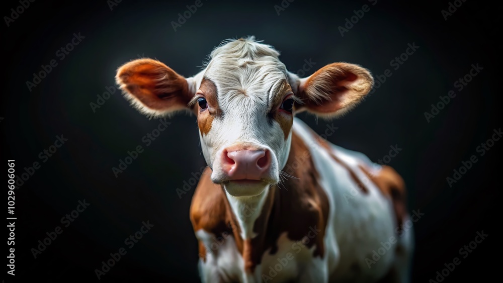 Tilt-Shift Cow Portrait on Black Background for Unique Stock Photography Tilt-Shift Cow Portrait on Black Background for Unique Stock Photography